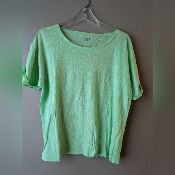 J. Crew Tops - J. Crew Mint Green Linen Short Sleeve Tee L